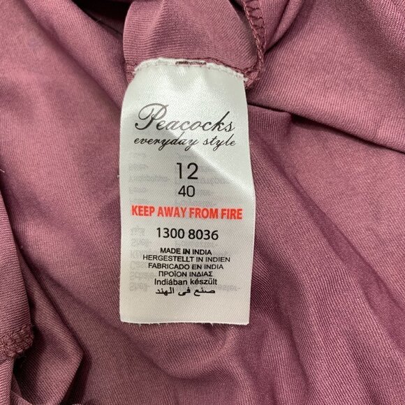 Peacocks Floral Smocked Ruffle Sleeve Midi Dress - Mauve, Size UK:12/US:8 - Picture 6 of 9